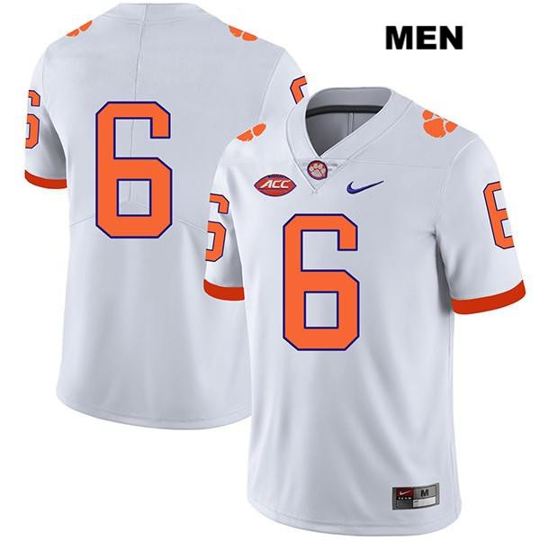 Men's Clemson Tigers #6 Mike Jones Jr. Stitched White Legend Authentic Nike No Name NCAA College Football Jersey DZD3246YI